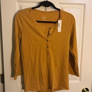 J.Crew Henley Cotton Mustard Color Shirt